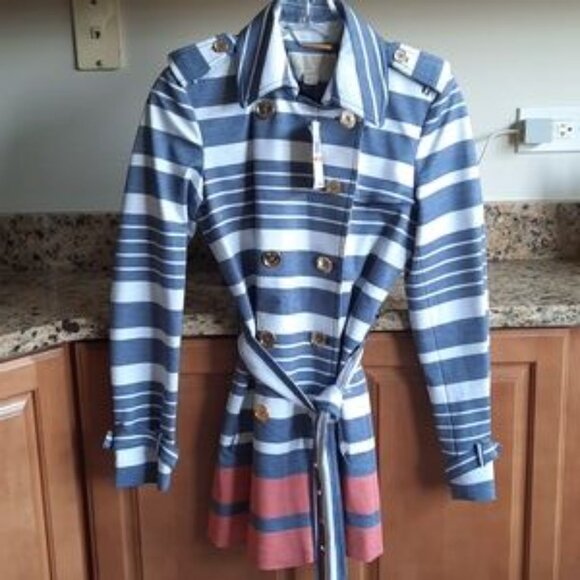 Michael Michael Kors Striped Trench Coat TAGS TAGS TAGS - Picture 10 of 10